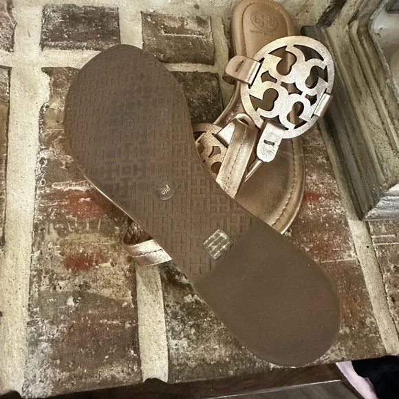 Tory Burch Rose Gold Miller Cutout Thong Sandals - Picture 3 of 3